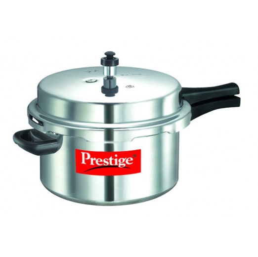 Prestige Popular Aluminium Pressure Cooker with Outer Lid, 7.5 Litres, Silver